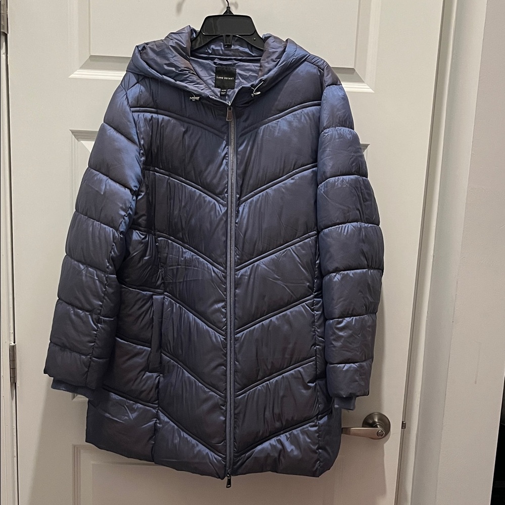 Lane Bryant Iridescent Blue Hooded Puffer Coat💙🩵